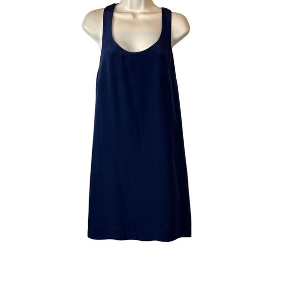 J.Crew Twist Back Criss Cross Silk Shift Dress in Night Shadow Blue Size Small - Picture 3 of 10